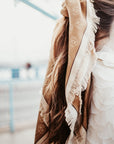 Fringed Monogram Camel 90cm