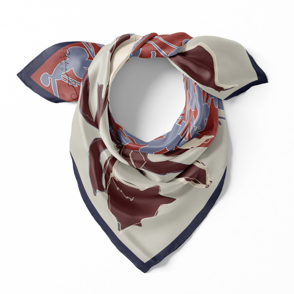 Fleur de Villes Navy and Red Double Sided